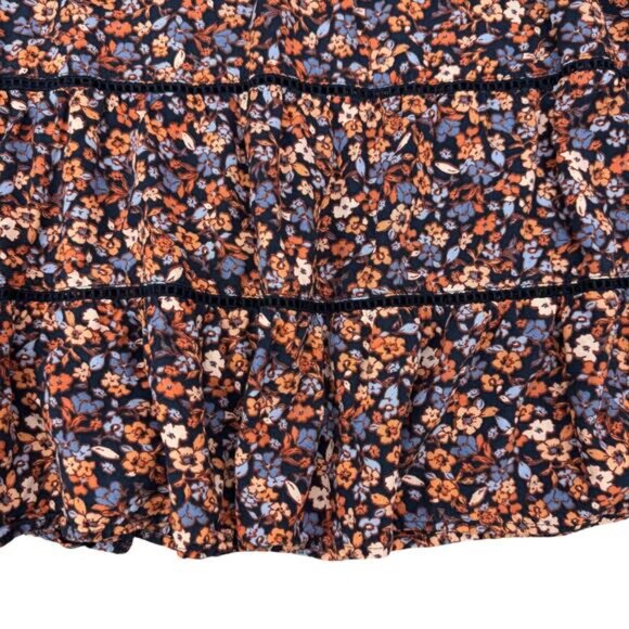 J.JILL Floral Printed Tiered Tunic Size XS Navy Blue Exuberant Floral - Picture 7 of 8